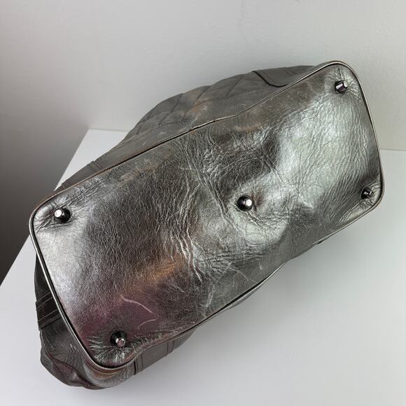 BURBERRY Quilted Beaton Pewter Metallic Gray Shoulder Handle Hobo Bag - Picture 7 of 11